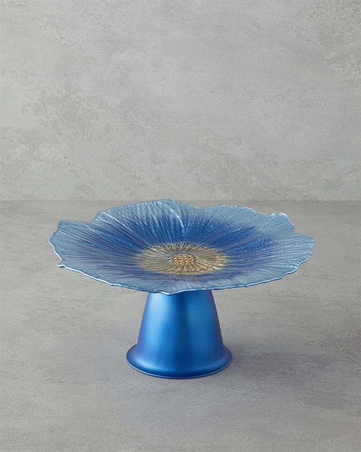 Sunflower Glass Cake Stand Blue