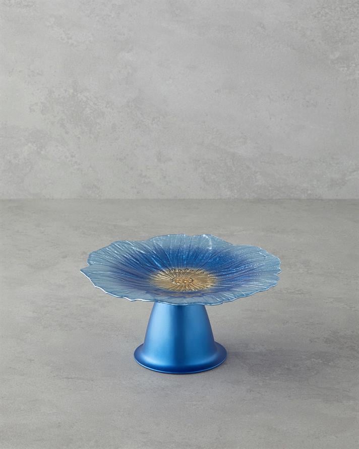 Sunflower Glass Cake Stand Blue