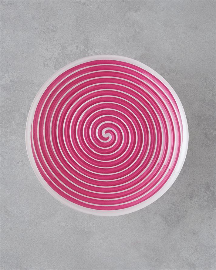 Swirly Glass Cake Stand 21 cm Pink