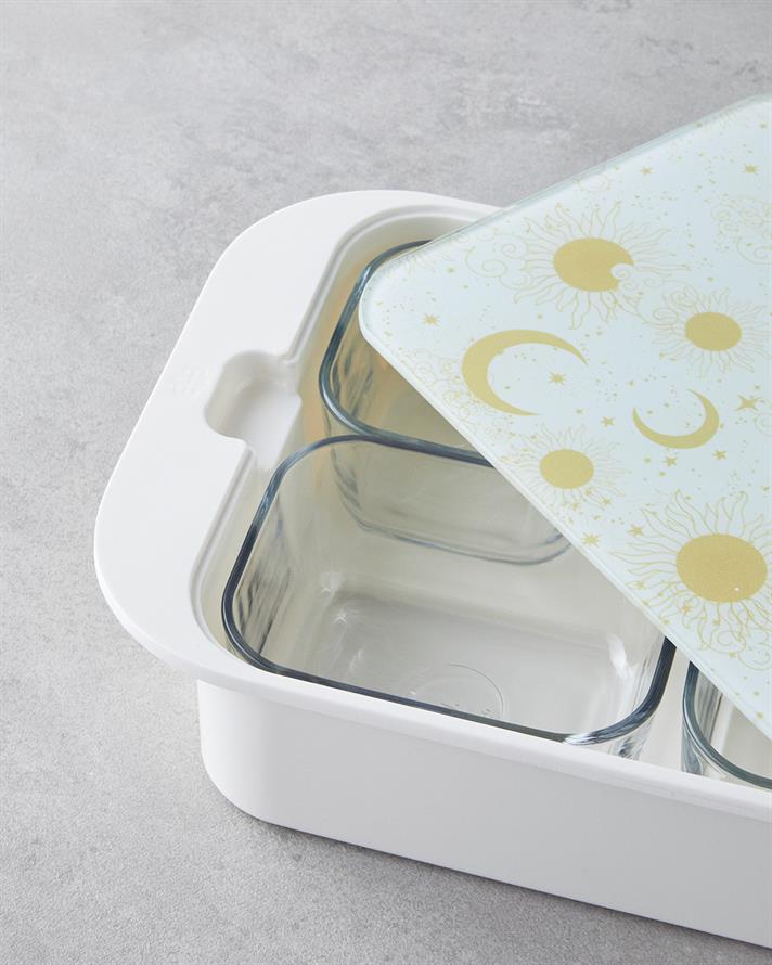 Talisman Galaxy Melamine 4-Pack Breakfast Box with Glass Lid 30x21 cm Gold