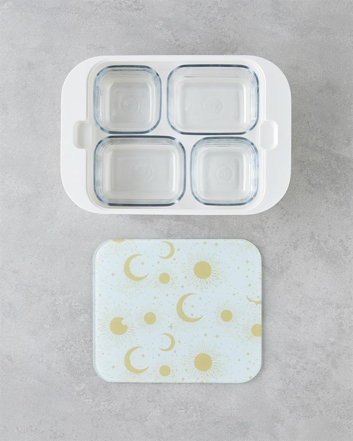Talisman Galaxy Melamine 4-Pack Breakfast Box with Glass Lid 30x21 cm Gold