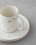 Talisman Star Bone Porcelain 4 Pieces 2 Seater Coffee Cup Set 90 ml Gold