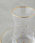 Talisman Star Glass 12 Pieces 6 Person Tea Set 170 ml Transparent-Gold
