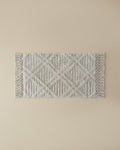 Tassel Check Cotton Tassel Bath Mat Beige