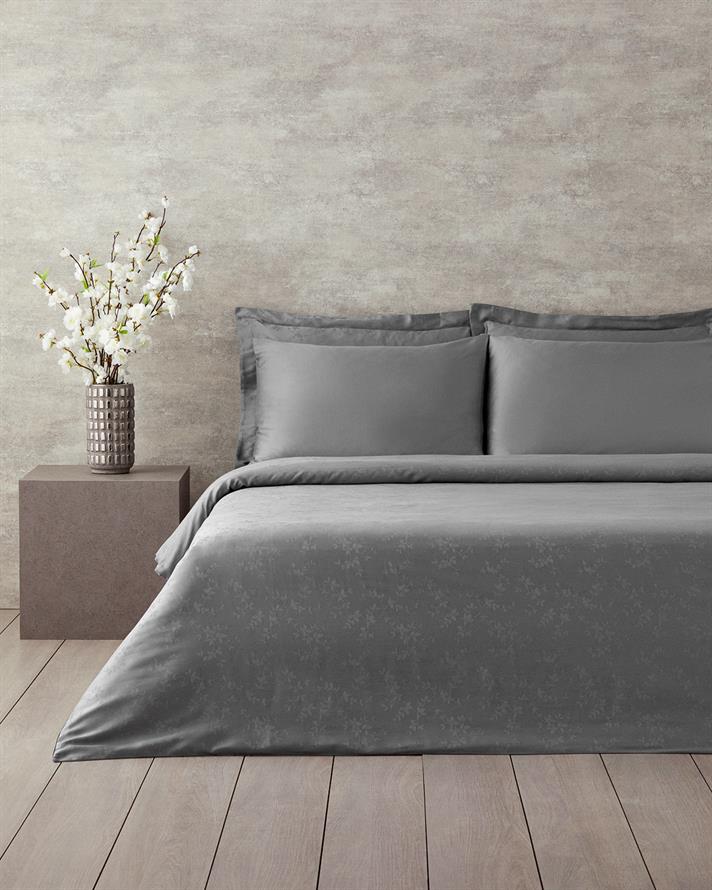 Taylor Lyocell Satin Double Size Duvet Cover Set Dark Grey