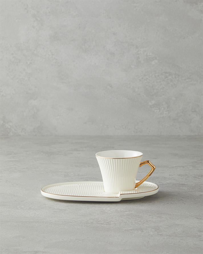 Terra New Bone China Tray Coffee Cup Set White