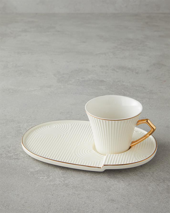 Terra New Bone China Tray Coffee Cup Set White