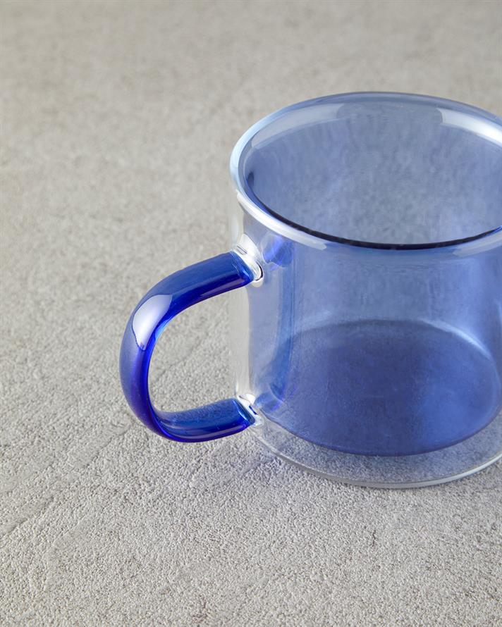 Tetra Borosilkat Glass Double Walled Mug Blue