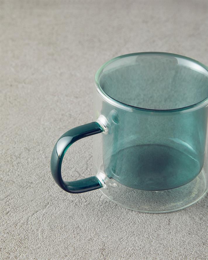 Tetra Borosilkat Glass Double Walled Mug Green