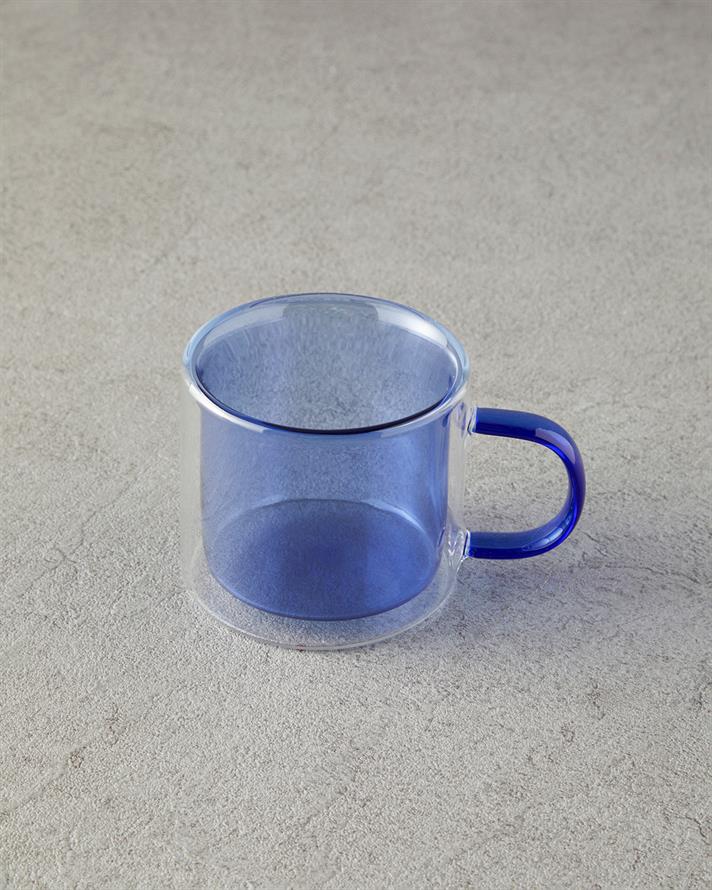 Tetra Borosilkat Glass Double Walled Mug Blue