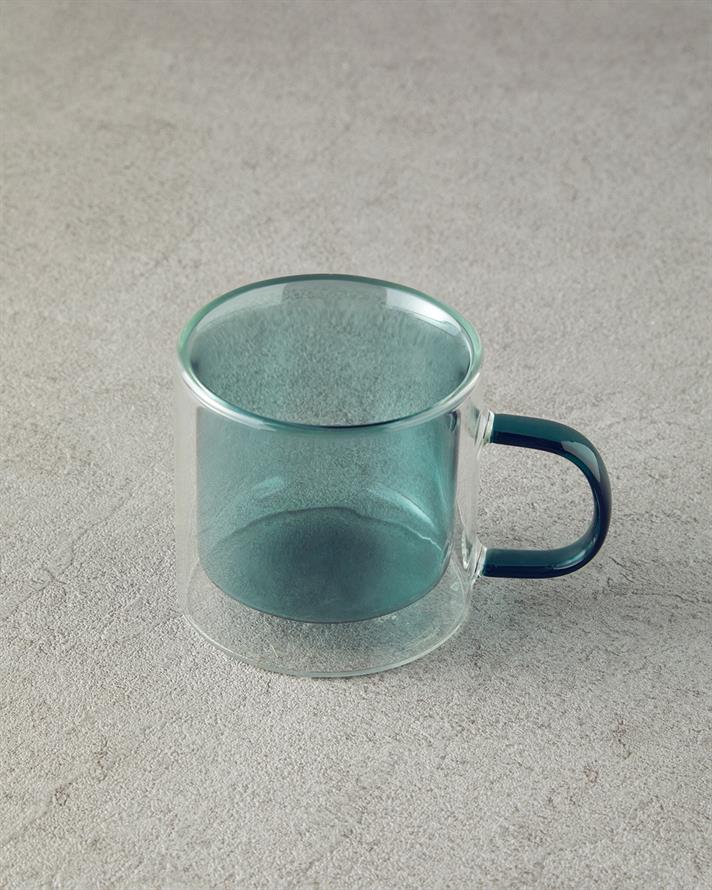 Tetra Borosilkat Glass Double Walled Mug Green