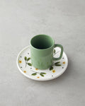 Thalia Bone Porcelain 4 Pieces 2 Seater Coffee Cup Set 90 ml Green