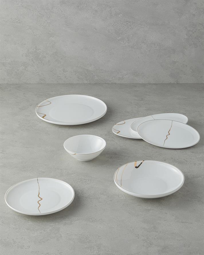 Touch Bone Porcelain Dinner Set 27 Pieces 6 Seater Gold