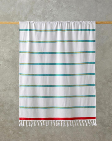 Trim Stripe Cotton Striped Beach Towel 90x150 cm Ecru