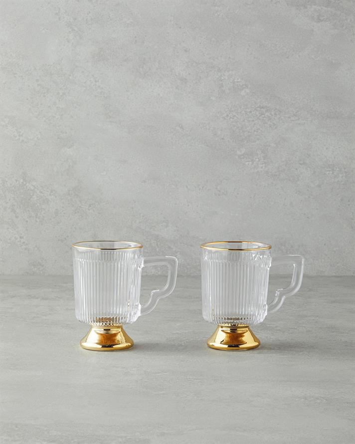 Trophy Bloom Glass Mug of 2 325 ml Gold
