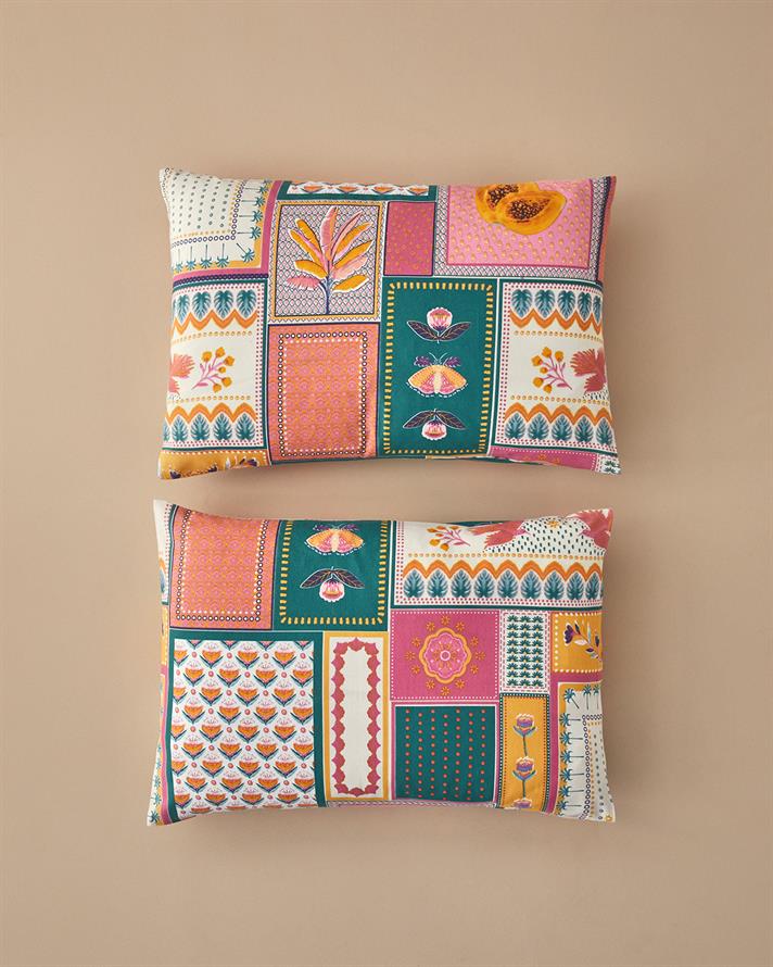 Tropic Patchwork 2 Piece Pillowcase Pink