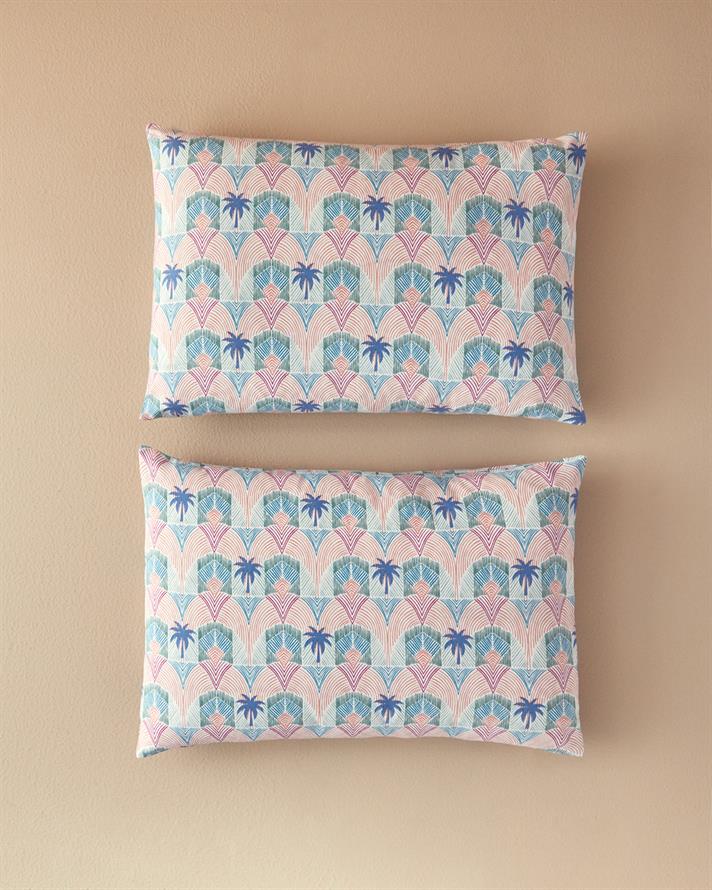 Tropical Palm 2-Pack Pillowcase Blue