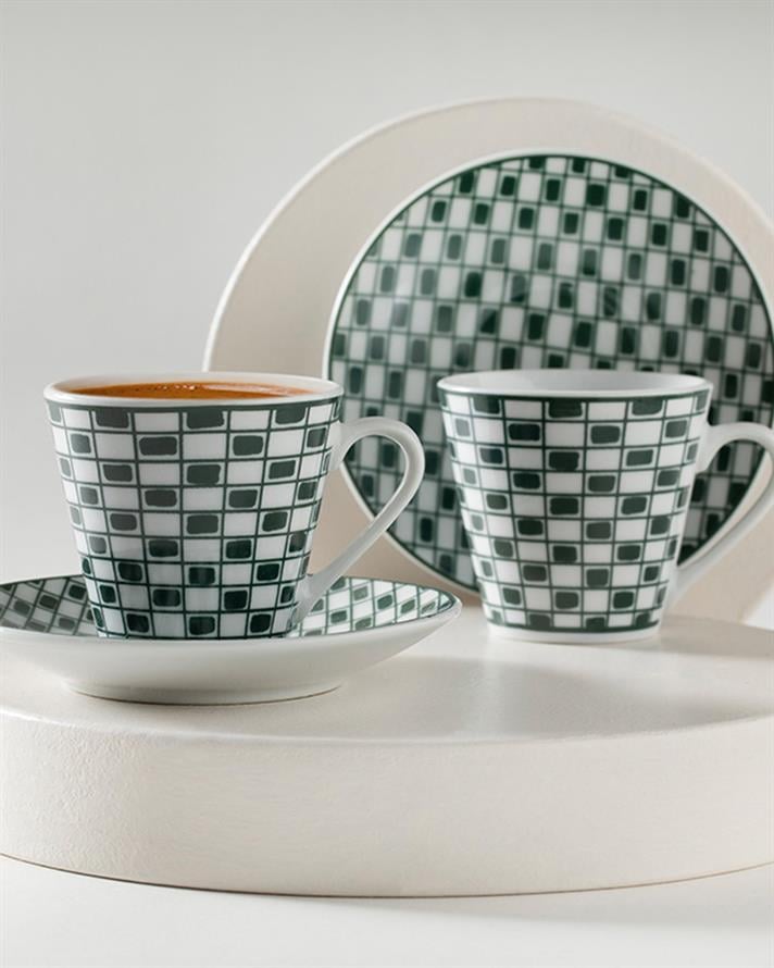 Valda Porcelain 4 Piece 2 Seater Coffee Cup Set Green