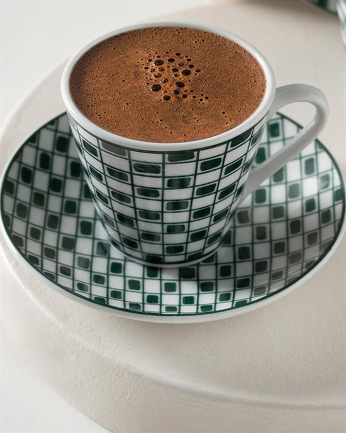 Valda Porcelain 4 Piece 2 Seater Coffee Cup Set Green