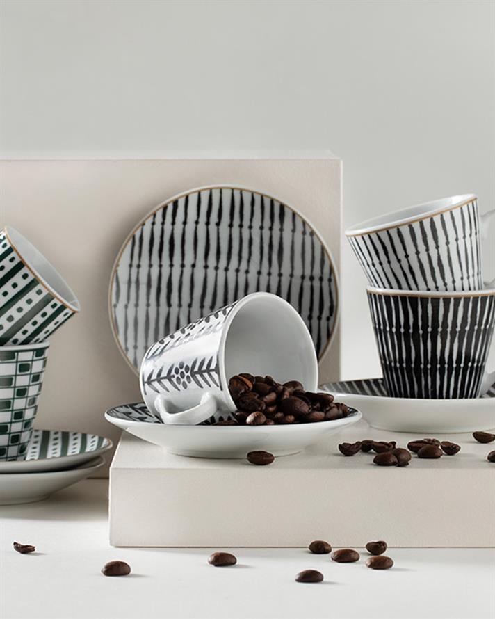 Valda Porcelain 4 Piece 2 Seater Coffee Cup Set Green