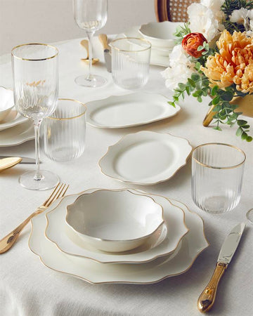 Valencia Bone Porcelain Dinner Set 27 Pieces 6 Seater Gold