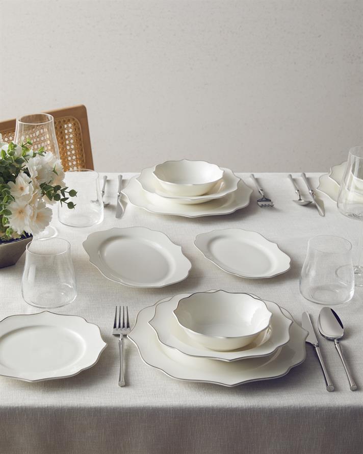 Valencia Bone Porcelain Dinner Set 27 Pieces 6 Seater Silver