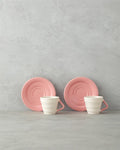 Valora Ceramic 4 Pieces 2 Seater Coffee Cup Set 90 ml Pink