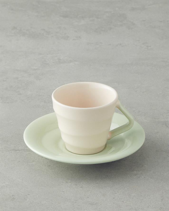 Valora Ceramic 4 Pieces 2 Person Coffee Cup Set 90 ml Light Green