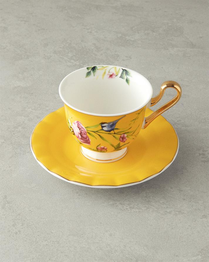 Vanilla New Bone China Tea Cup Set 4 Pieces 2 Seater Yellow