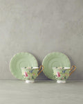 Vanilla New Bone China Tea Cup Set 4 Pieces 2 Seater Light Green