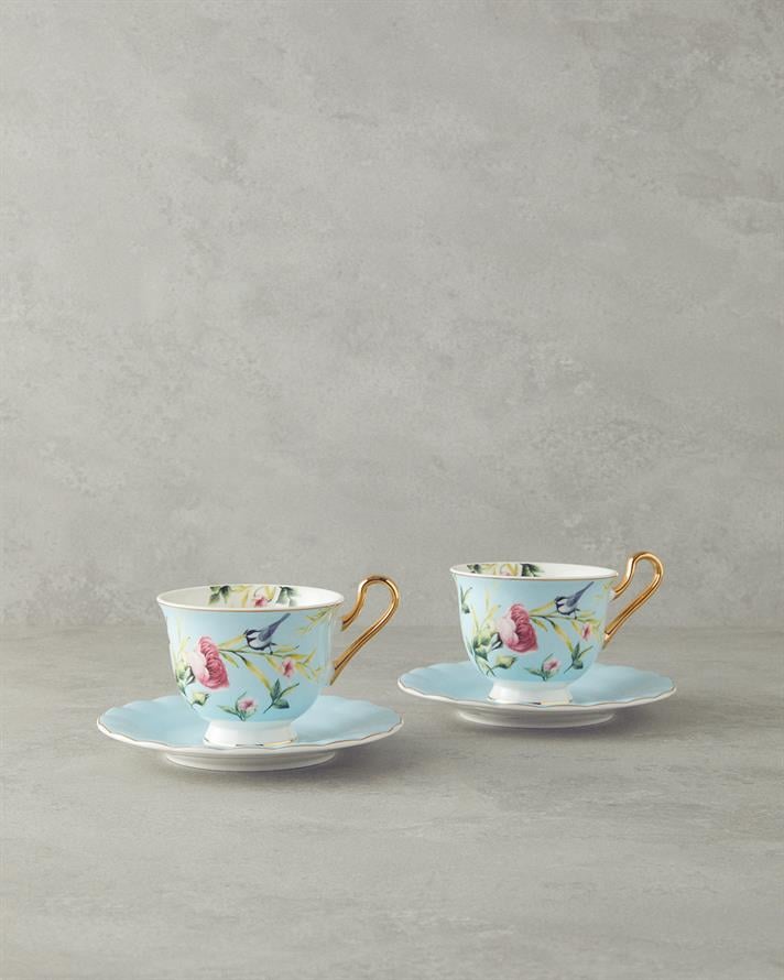 Vanilla New Bone China Tea Cup Set 4 Pieces 2 Seater Light Blue