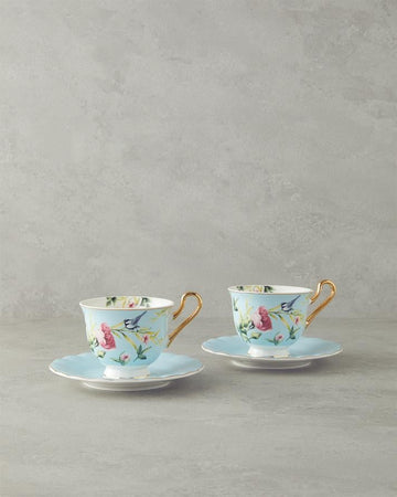 Vanilla New Bone China Tea Cup Set 4 Pieces 2 Seater Light Blue