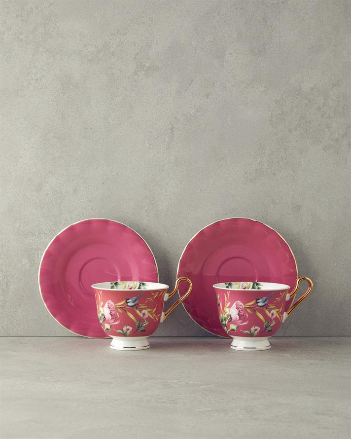 Vanilla New Bone China Tea Cup Set 4 Pieces 2 Seater Purple