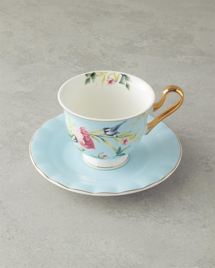 Vanilla New Bone China Tea Cup Set 4 Pieces 2 Seater Light Blue