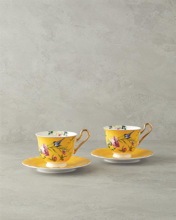 Vanilla New Bone China Tea Cup Set 4 Pieces 2 Seater Yellow