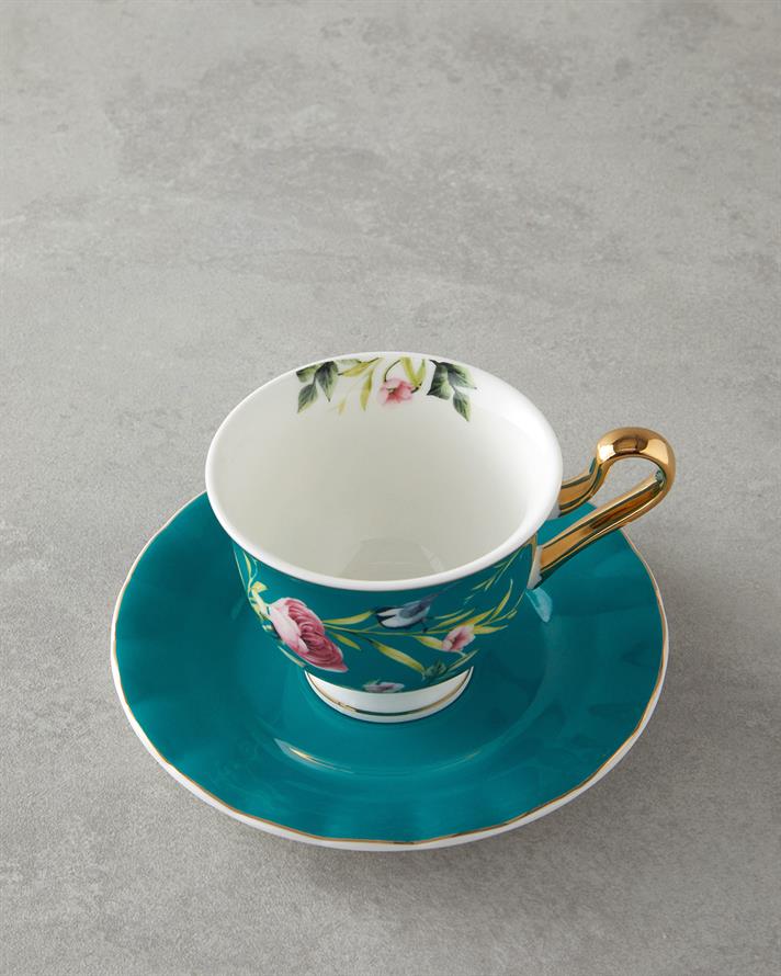 Vanilla New Bone China Tea Cup Set 4 Pieces 2 Seater Turquoise