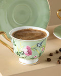 Vanilla New Bone China 4 Pieces 2 Person Coffee Cup Set 90 ml Light Green
