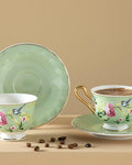 Vanilla New Bone China 4 Pieces 2 Person Coffee Cup Set 90 ml Light Green