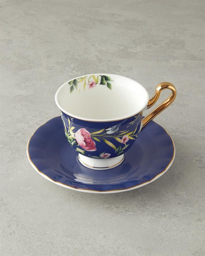 Vanilla New Bone China Tea Cup Set 4 Pieces 2 Seater Navy Blue
