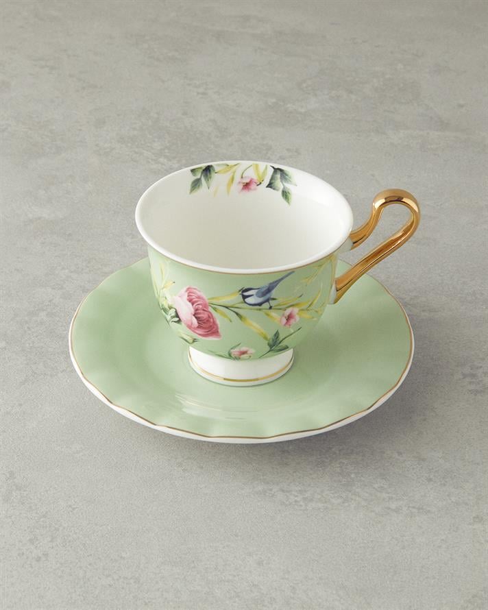 Vanilla New Bone China Tea Cup Set 4 Pieces 2 Seater Light Green