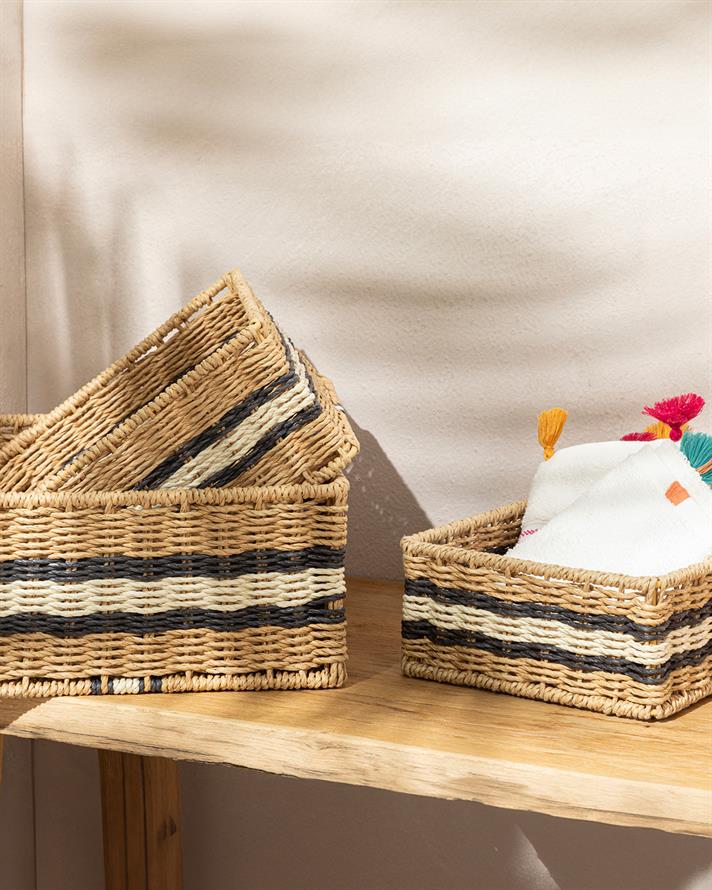 Venice Knitted Basket Natural-Black