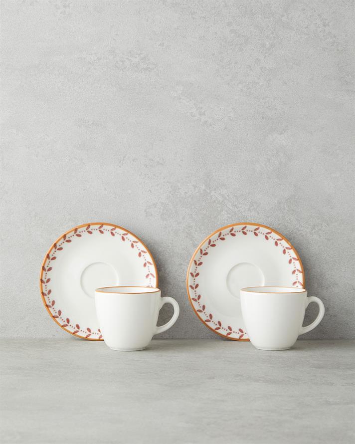 Vivara Bone Porcelain 12 Pieces 6 Seater Coffee Cup Set 90 ml Pink