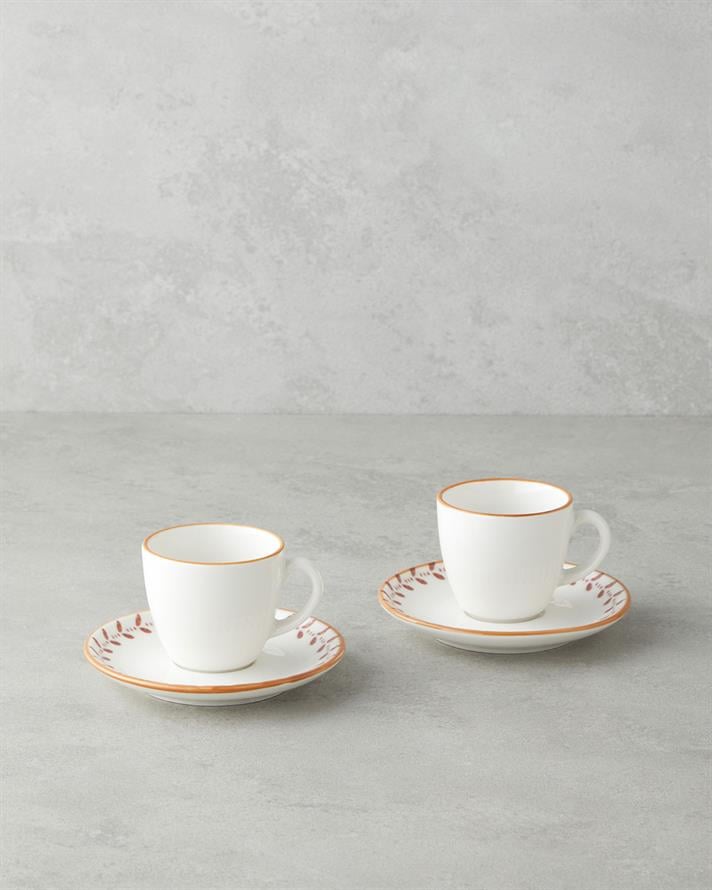 Vivara Bone Porcelain 12 Pieces 6 Seater Coffee Cup Set 90 ml Pink