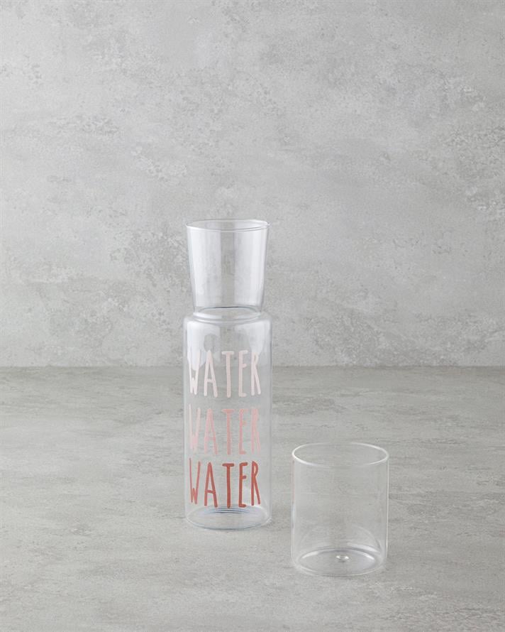 Watery Glass Bedside Pitcher 750 ml+250 ml Pink