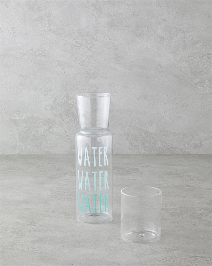 Watery Glass Bedside Pitcher 750 ml+250 ml Blue