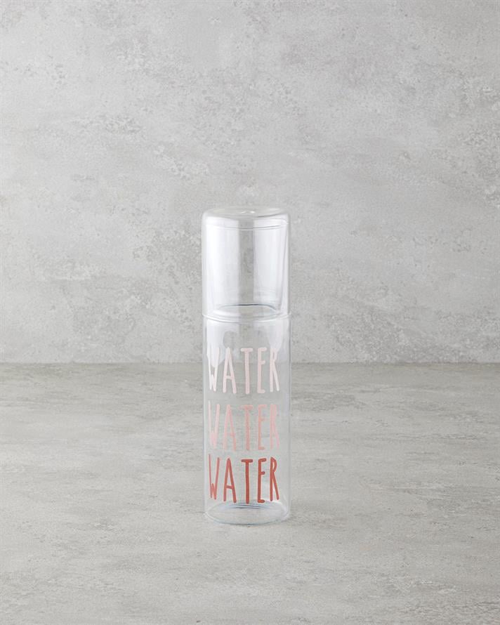 Watery Glass Bedside Pitcher 750 ml+250 ml Pink