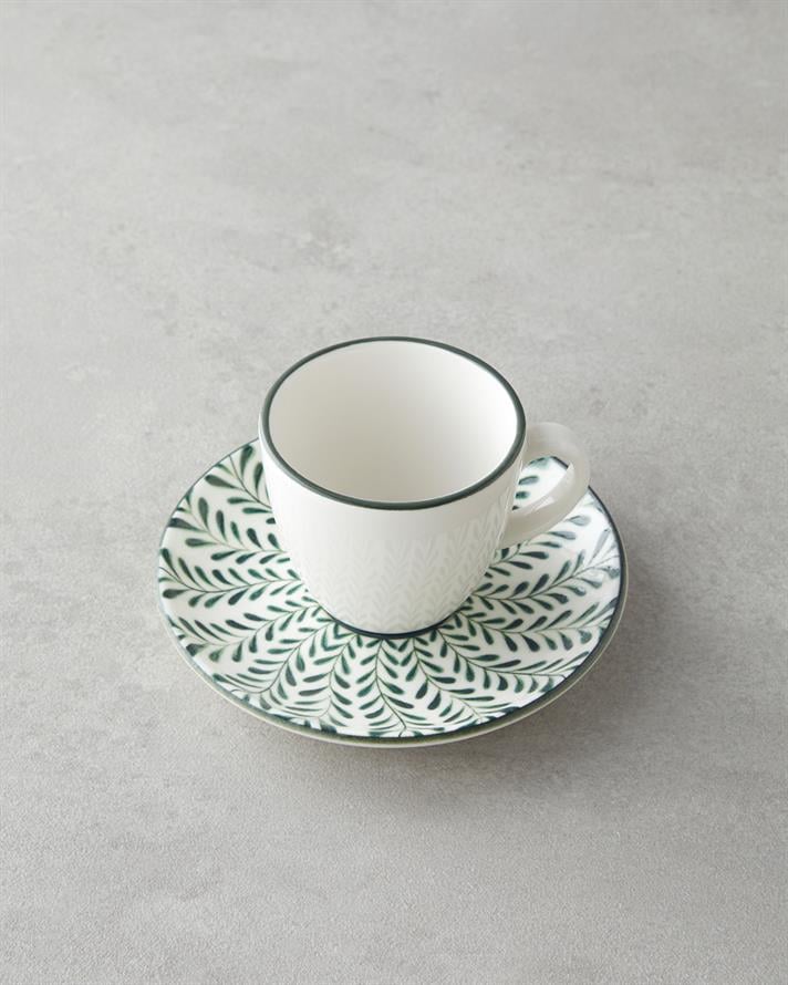 Winsome Bone Porcelain 4 Pieces 2 Seater Coffee Cup Set 90 ml Green