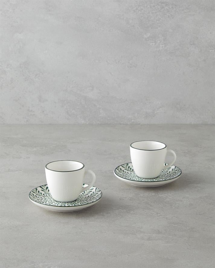 Winsome Bone Porcelain 4 Pieces 2 Seater Coffee Cup Set 90 ml Green