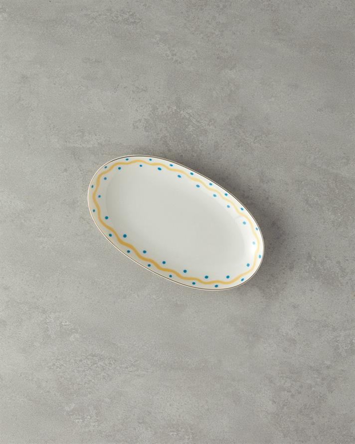 Yellow Carny Bone Porcelain Kayak Plate 25 cm Blue-Yellow