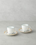 Zelia Bone Porcelain 4 Pieces 2 Seater Coffee Cup Set 90 ml Colorful